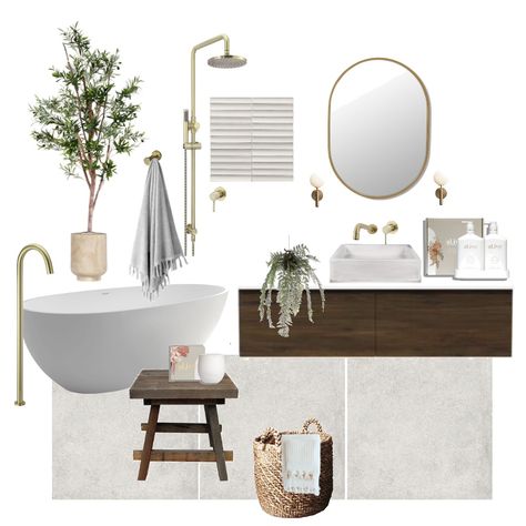 College Interior, Moodboard Interior Design, Bathroom Moodboard, Summer Villa, Different Decorating Styles, Rustic Mediterranean, Design Mood Board, Bath Spout, Concrete Basin