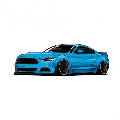 Mustang Drawing, Blue Mustang, Blue Cars, Cool Car Drawings, Car Icons, Car Vector, Car Drawing, Blue Car, Car Wallpaper