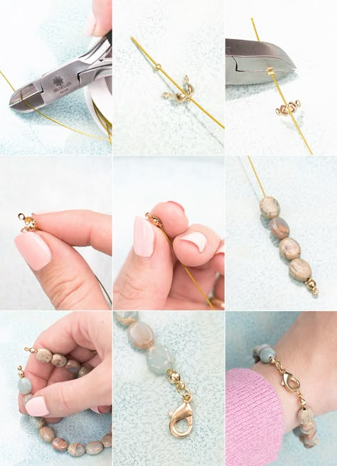 Stretch Beaded Bracelets Diy, Diy Jewelry Making Tutorials, Beaded Necklace Tutorial, Jewelry Knowledge, Make Bracelets, Diy Beaded Bracelets, Beaded Necklace Diy, Diy Bracelet Designs, Necklace Tutorial