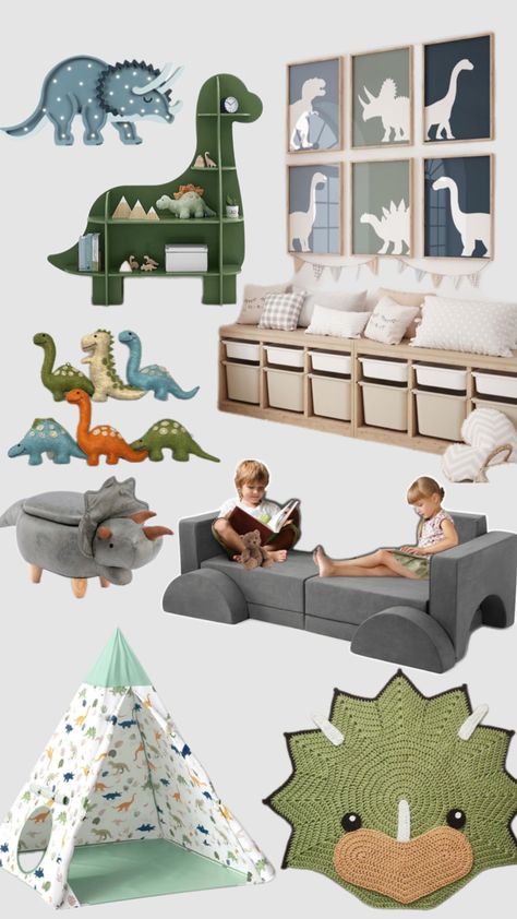 Dinosaur playroom! #kidsroom #playroom #dinosaur #dinosaurs #dinosaurroom #toddlerroom #fyp Playroom Dinosaur, Dinosaur Playroom, Play Area, Dinosaurs