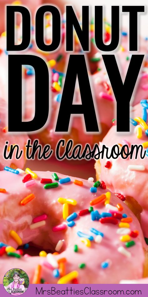 Celebrate Donut Day in the classroom this June 2nd! This round-up post of fun Donut Day activities, crafts, books and donut treats is all you need. Healthier donut-themed treats and seasonal ideas are also included! Donut Day Classroom, Classroom Donut Party, Donut School Party, Donut Class Party, Donut Theme Preschool Activities, Donut Shop Room Transformation, Donut Shop Classroom Transformation, Donut Day At School, Classroom Fun Friday Ideas