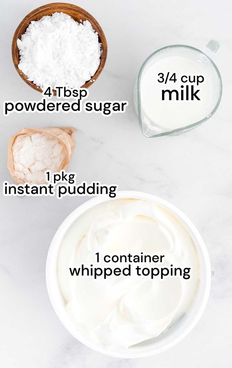 Cool Whip Instant Pudding Dessert, Cool Whip Frosting With Pudding, Whipped Cream Frosting With Pudding, Pudding Cool Whip Frosting, Cool Whip Pudding Frosting, Cool Whip Icing Recipe, Vanilla Pudding Frosting, Whipped Frosting Recipe, Cool Whip Frosting Recipe