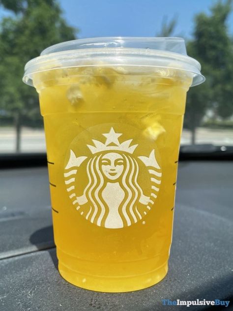 Passionfruit Lemonade, Yellow Juice, Pineapple Refresher, Yellow Drinks, Pineapple Starbucks Drinks, Pineapple Refresher Starbucks, Passion Fruit Starbucks Drink, Yellow Starbucks Drink, Pineapple Drink Starbucks