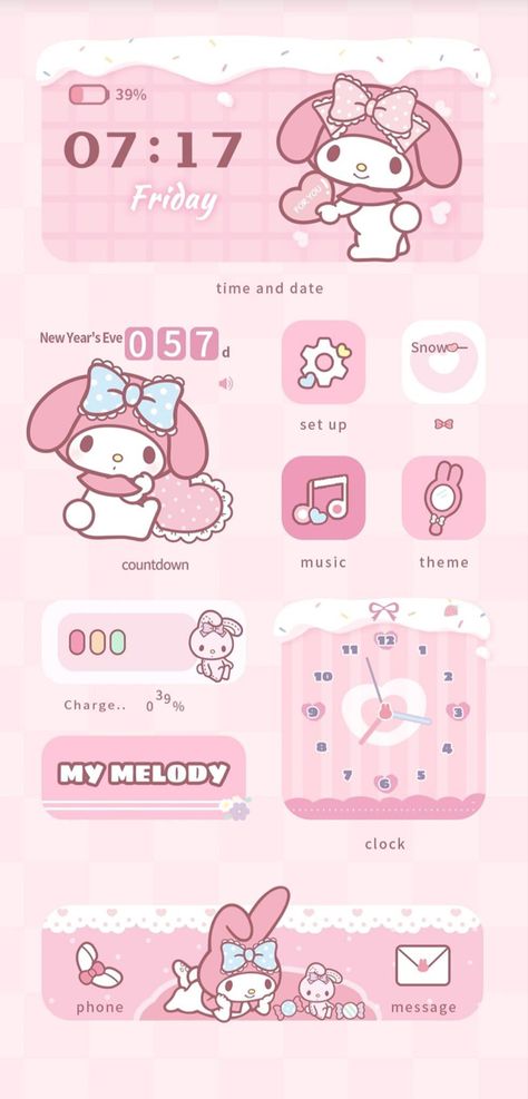 My Melody Iphone Wallpaper, Melody Iphone Wallpaper, Melody Lockscreen, Flower Shop Wallpaper, My Melody Lockscreen, Aesthetic Lock Screen, Layout Phone, Walpaper Hello Kitty, Ios Ideas