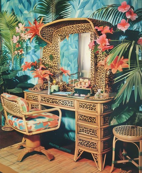 Retro Homes, Maximalist Interior Design, Jungle Theme Parties, Tropical Interior, Tiki Decor, Tiki Bar Decor, Quirky Decor, Tiki Room, Fantasy Homes