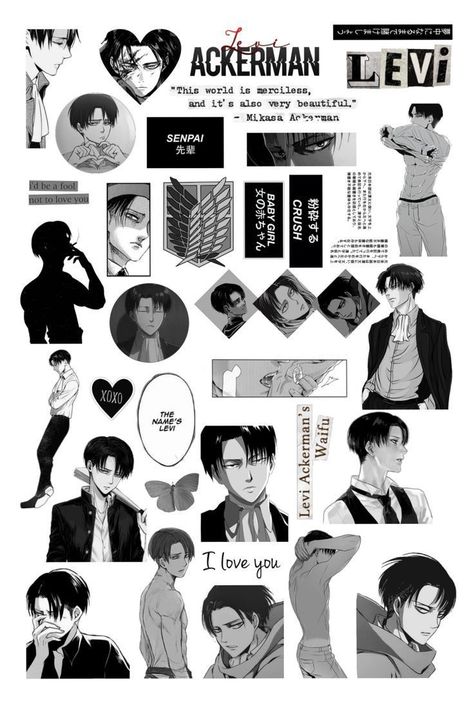 Levi Stickers Printable, Levi Ackerman Printable, Levi Ackerman Sticker, Levi Ackerman Black And White, Attack On Titan Black And White, Levi Journal, Attack On Titan Stickers Printable, Black Stickers Aesthetic Printable, Printable Anime Stickers