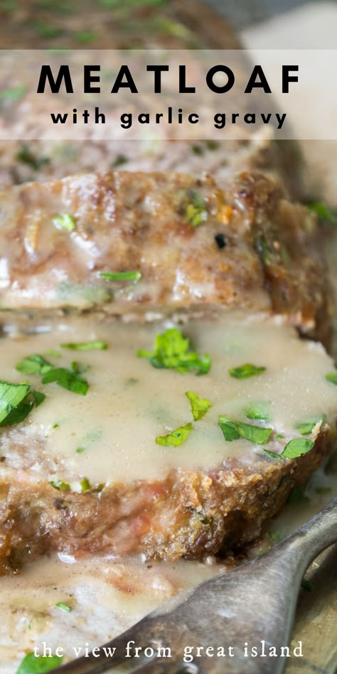 1770 House Meatloaf, Ina Garten Meatloaf Recipe, Garlic Gravy, Ina Garden, Dinner Beef, Meatloaf Ingredients, Barefoot Contessa, Meatloaf Recipe, Meatloaf Recipes