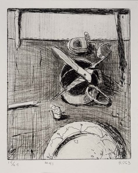 Richard Diebenkorn Open Scissors, Dry Point, Drypoint Etching, Richard Diebenkorn, Household Objects, Robert Motherwell, Cy Twombly, Gerhard Richter, Joan Mitchell