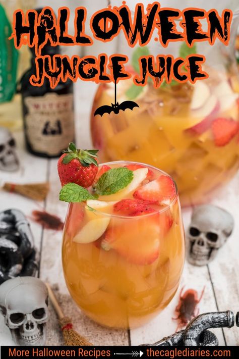 Jungle Juice Halloween Recipe, Halloween Party Jungle Juice, Orange Jungle Juice, How To Make Jungle Juice, Spooky Jungle Juice, Alcholic Halloween Punch, Halloween Jungle Juice Recipe Alcoholic, Fall Jungle Juice, Fall Jungle Juice Recipe