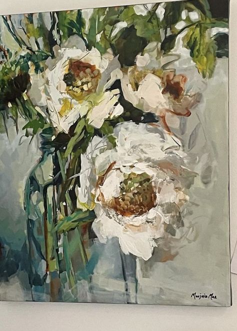 Marjorie Mae Paintings, Impressionist Flowers, Steel Life, Canvas Art Painting Acrylic, Peony Art, On To The Next, Abstract Floral Paintings, Smart Art, Figurative Artwork