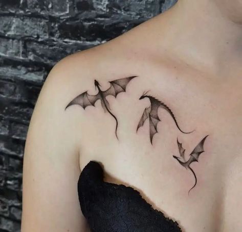 3 Dragon Tattoo For Women, Four Dragons Tattoo, Three Small Dragon Tattoo, Small Black Dragon Tattoo, Got Dragons Tattoo, Dragon Gemini Tattoo, Dragon Tattoo For Women Ankle, 4 Dragons Tattoo, Dragon Colar Bone Tattoo