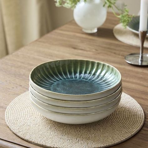 Bring gradated textures to your table with our Suvi Dinnerware. Made from durable stoneware for everyday dining and hosting alike. Serve your guests in style-and don't worry, they're dishwasher safe for easy cleanup. KEY DETAILS Stoneware. Dinnerware sold in sets of 4, 8 or 16. Set of 16 includes: 4 Dinner Plates, 4 Salad Plates, 4 Pasta Bowls and 4 Cereal Bowls. Made in Portugal. Pasta Bowl Pottery Painting, Pottery Throwing, Bowl Sets, Ceramic Dinnerware Set, Pasta Bowl Set, Pasta Bowl, Stoneware Dinnerware, Ceramic Dinnerware, Mark And Graham