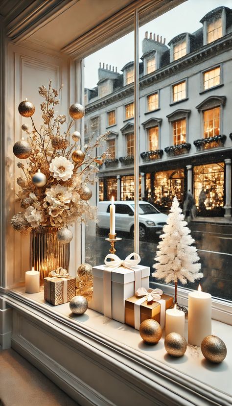 21 Christmas Window Decoration Ideas That Will Make Your Neighbors Jealous! 🎄✨ Small White Christmas Tree, Christmas Inn, Window Decoration Ideas, Christmas Shop Displays, Christmas Tree Outside, Winter Window Display, Christmas Window Boxes, Christmas Shop Window, Christmas Window Decoration