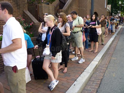 Long One Hour Line. Photo of people waiting in line on 8/1/2010 for one hour for #Sponsored , #Ad, #ADVERTISEMENT, #Line, #Long, #people, #Photo People Waiting In Line, Street Editorial, Photo Of People, Abandoned Theme Parks, Line Images, Line Photography, Line Photo, Standing In Line, Waiting In Line