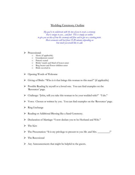 Ceremony Outline Ceremony Checklist, Wedding Basics, Wedding Ceremony Checklist, Non Religious Wedding Ceremony, Wedding Ceremony Outline, Ceremony Outline, Extra Wedding, Wedding Vows Examples, Funny Wedding Vows