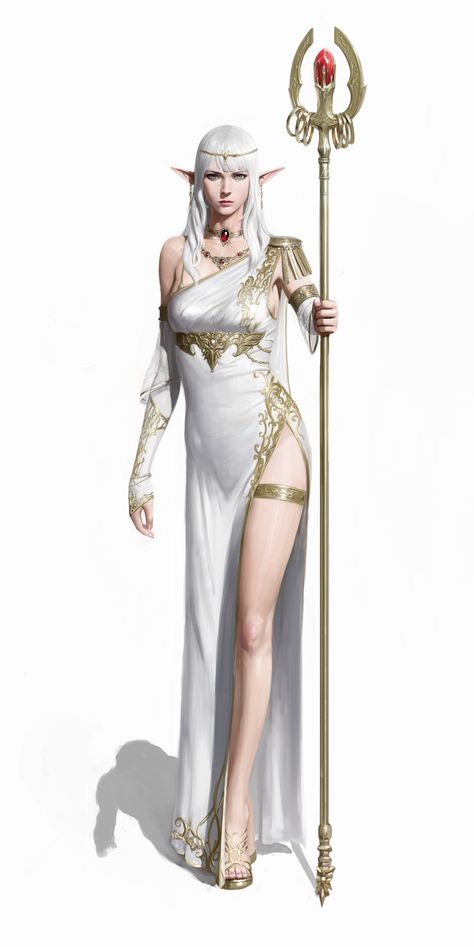 ArtStation - sorceress, yongwon park White Elf Dress, Elven Priestess, Ancient Priestess, Elven Sorceress, Elf Priestess, Elf Priest, Moon Elf, Female Elf, Heroic Fantasy