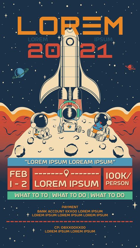 Pamphlet Design: Space Theme on Behance Space Theme Poster Design, Poster Design Inspiration Event, Space Themed Poster, Retro Theme Poster, Space Graphic Design Illustration, Space Theme Graphic Design, Poster Design Inspiration Canva, Poster Theme Ideas, Space Graphic Design Poster