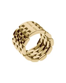 Y18B4 Michael Kors Watch-Link Ring, Golden Rolex Ring, Michael Kors Coats, Michael Kors Ring, Xmas Wishlist, Link Ring, Handbag Stores, Golden Jewelry, Golden Ring, Linking Rings