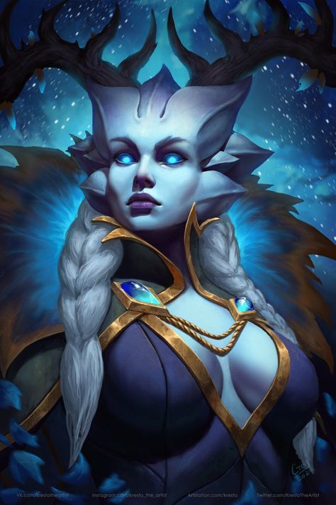 Morgana League Of Legends, Winter Queen, Warcraft Characters, Warcraft Art, Night Elf, Monster Girls, 3d Figures, Ange Demon, Wow Art