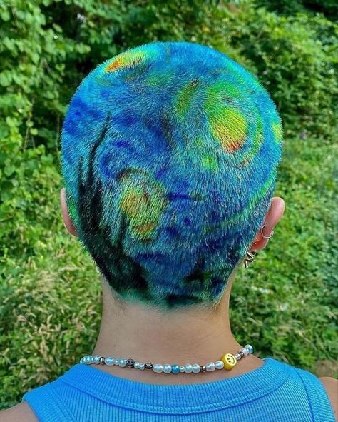 Buzzed Hair Color Design, Shaved Head Colored Hair, Shaved Head Color Design, Bald Hair Designs, Buzzed Head Design, Bald Hair Dye Designs, Buzzcut Dyed Hair Designs, Buzzed Hair Designs, Buzzcut Colored Hair