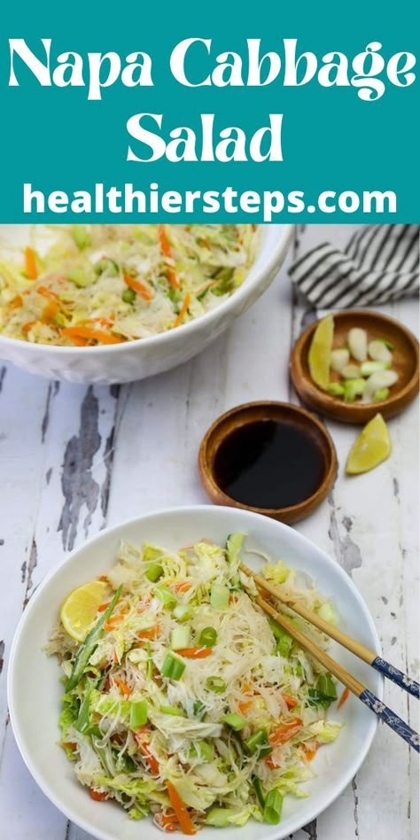 Napa cabbage salad is a tasteful, refreshing, and healthy vegan salad made from fresh napa cabbage, vegetables, and a rich dressing. Napa cabbage is known for its crunchy flavor and benefits. Salad Made With Napa Cabbage, Ree Drummond Napa Cabbage Salad, Napa Cabbage Coleslaw Recipe, Nappa Cabbage Coleslaw, Napa Cabbage Coleslaw, Recipes For Napa Cabbage, Cabbage Based Salads, Sauteed Napa Cabbage Recipes, Napa Cabbage Salad Recipes