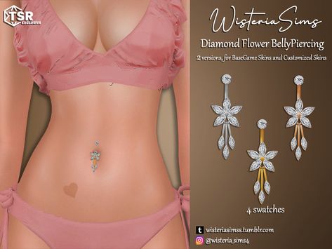 Sims 4 Belly Button Piercing Cc, Sims 4 Tattoos, Sims 4 Piercings, Belly Button Jewelry, Free Sims 4, Pelo Sims, Cute Girl Outfits, The Sims 4 Packs, Sims 4 Game Mods