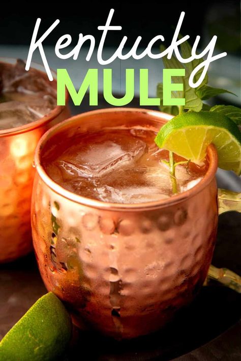 Unleash your inner cowboy with a refreshing Kentucky Mule. This twist on the Moscow Mule is made with bourbon, ginger beer and a splash of lime juice. Kentucky Mule, Moscow Mule Drink, Tropical Drink Recipes, Yummy Summer Drinks, Mint Simple Syrup, Mule Recipe, Make Simple Syrup, Cocktail Desserts, Summer Snacks