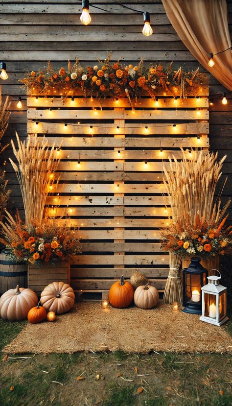 17+ Stunning Backdrop Decoration Ideas to Elevate Any Event 🎉✨ Fall Photo Op Backdrop, Diy Fall Backdrop, Fall Photo Backdrop Diy, Fall Photo Op, Fall Event Decor, Backdrop Decoration Ideas, Photobooth Diy, Christmas Stage Decorations, Wedding Picture Walls