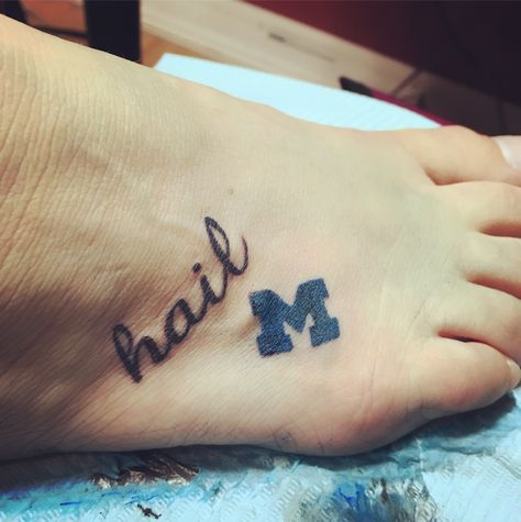 U of M University of Michigan Hail Tattoo Maize and Blue Michigan Wolverines Tattoo Ideas, University Of Michigan Tattoo, Michigan Wolverines Tattoo, Michigan Tattoos For Women, Michigan Tattoo Ideas, Michigan Tattoo, Michigan Quotes, Wolverine Tattoo, Scorpio Tattoos