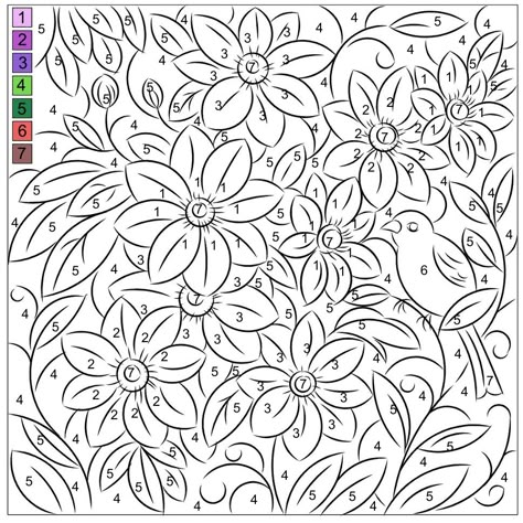 Nicole's Free Coloring Pages: COLOR BY NUMBER Color By Number Printable Free For Adults, Color By Number Flowers, Adult Color By Number Free Printables, Color By Number Printable Free Difficult, Color By Number Printable Free, Color By Number Adult, Coloring Pages Color By Number, Coloring Numbers, Paint By Number Printable