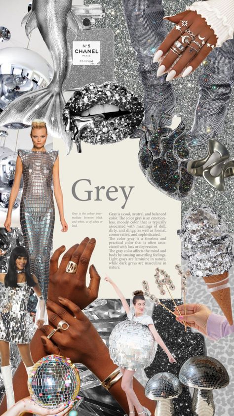 Mood Board For Fashion Designers, Fashion Design Mood Board, Silver Moodboard, Fashion Marketing Portfolio, Grey Moodboard, Fashion Mood Boards, Mood Board Fashion Inspiration, Mode Gossip Girl, Fashion Collection Inspiration