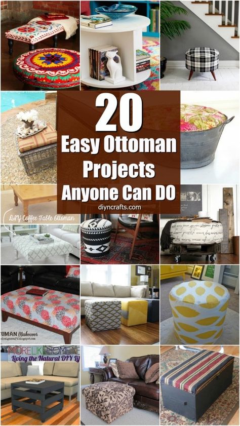 20 Fabulously Decorative Ottomans You Can Easily Make Yourself - DIY & Crafts Pallet Couches, Homemade Ottoman, Diy Footstool, Diy Pouf, Diy Entertainment, Diy Ottoman, Staining Furniture, Diy Entertainment Center, Entertainment Centers