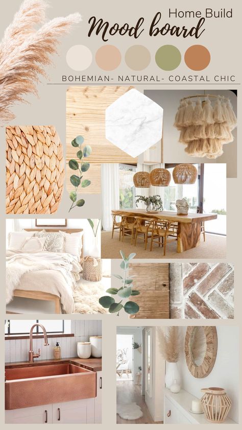 Home build mood board Apartemen Studio, Mood Board Interior, Design Mood Board, Interior Design Per La Casa, Interior House Colors, Interior Design Boards, Interior Design Mood Board, Boho Bedroom Decor, Design Del Prodotto