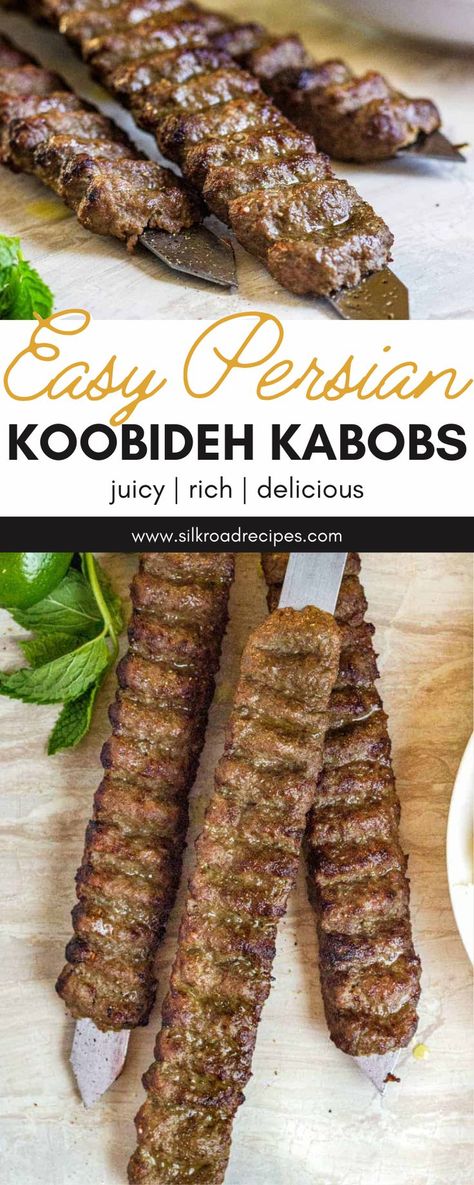 Lamb Kafta Kabob, Ground Lamb Skewers, Lamb Kafta Kabob Recipe, Hamburger Kabobs Ground Beef, Kabob Marinade Recipes Beef, Ground Beef Kabobs In Oven, Ground Beef Kebabs On The Grill, Persian Beef Kabob, Lamb And Beef Kofta