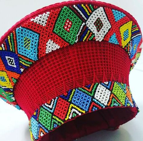 Isicholo Decoration Isicholo Zulu Hat, Ndebele Traditional Attire, Masai Beadwork, Zulu Beads, Zulu Wedding, Native Outfits, Zulu Women, South African Traditional Dresses, 16th Birthday Outfit