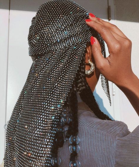 Meet The Designer Who Can’t Keep Her Crystal Durag In Stock+#refinery29 Linnet, Black Culture, Best Wear, Black Is Beautiful, Black Aesthetic, Lash Extensions, Grey Fashion, A Black, High Fashion