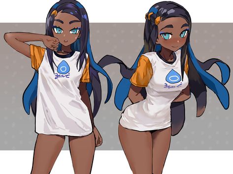 Nessa Pokemon, Pokemon Gym Leaders, Oc Pokemon, Gym Leaders, 다크 판타지, Pokemon Trainers, Black Anime Characters, Pokemon Fan Art, Cartoon Girls