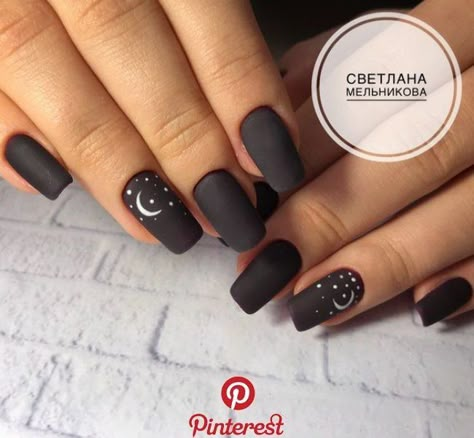 Stars Nails, Star Nail Designs, Witchy Nails, Gothic Nails, Black Nail Art, Black Nail Designs, Star Nails, Nail Art Hacks, Creative Nails