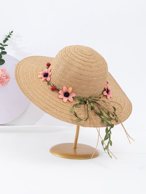 Khaki  Collar  Paper  Straw Hat Embellished   Kids Accessories Wedding Seasons, Beach Vacations, Paper Straws, Kids Hats, Summer Sun, Sun Hat, Straw Hat, Wedding Season, Sun Hats