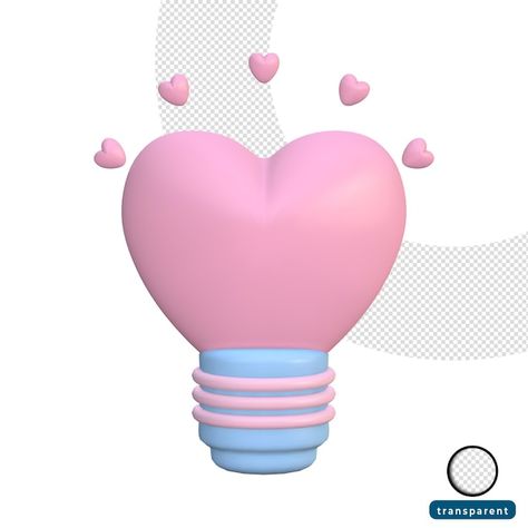 Boxing Ideas, Emoji Balloon, Light Bulb Icon, Cute Love Heart, Electric Bulb, Heart Emoji, Valentines Day Background, Bulb Lamp, 3d Icons