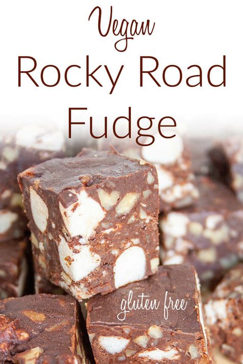 Vegan Rocky Road Recipe, Dairy Free Fudge Recipes, Easy Vegan Fudge, Vegan Fudge Recipe, Vegan Rocky Road, Dairy Free Fudge, Cookies 2023, Gluten Free Fudge, Rocky Road Fudge