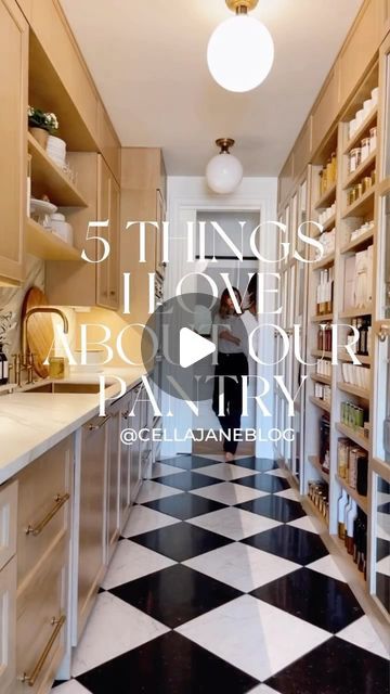 Becky Hillyard // Cella Jane on Instagram: "5 Things I Love about my pantry. 🖤 resharing for the new year! 
#kitchendesign #pantrydesign #pantryorganization #pantry" Entryway And Kitchen Combo, Dishwasher In Pantry, Custom Home Must Haves Kitchen, Pantry Butler Pantry, Cella Jane Pantry, Butler Pantry Design Ideas, Pantry With Sink And Fridge, Butlers Pantry With Oven, Skullery Kitchen Pantries