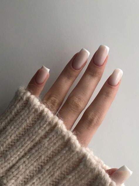 Straight French Tip Nails, Nude Nails French Tip, Nude French Manicure, Nude Nails French, Nude French Nails, Nude Manicure, Beautiful Arms, Nails Aesthetic, Beige Nails