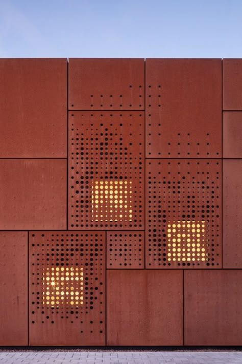 City Library Bruges / Studio Farris Architects: Metal Screens Architecture, Metal Facade, Facade Material, Metal Cladding, City Library, Metal Screen, Perforated Metal, Exterior Cladding, Building Facade