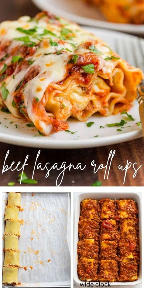 Beef Lasagna Roll Ups combine the best of classic Lasagna but are much easier to serve, bake faster and can be enjoyed right away – no resting time required! They are make-ahead, freezer-friendly, and reheat well. Lagsana Recipe Rolls, Easy Lasagna Roll Ups, Lasagna Alfredo, Alfredo Roll Ups, Zucchini Lasagna Roll Ups, Chicken Lasagna Roll Ups, Spinach Lasagna Roll Ups, Freezer Lasagna, Chicken Lasagna Rolls