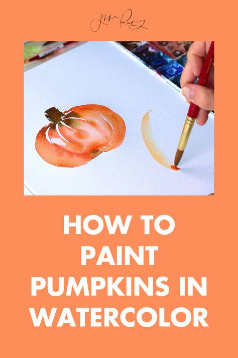 Here's how to paint pumpkins in watercolor. What’s more festive for fall than some pumpkin decor?? For this watercolor tutorial, I teach you how to use a basic, simple “C” curve to make these beauties. Simple Things To Watercolor, Pumpkin Watercolor Paintings Easy, Pumpkin Watercolor Tutorial, Watercolor Pumpkins Painting, Watercolor Pumpkins Tutorial, Pumpkin Watercolor Painting, Pumpkin Challenge, Watercolor Pumpkins Autumn, Paint A Pumpkin