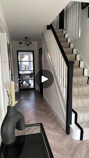 238K views · 9.5K reactions | Some things we did to our new build…

▪️Stair runner 
▪️Painted our doors black
▪️Painted our banister
▪️Glass doors
▪️Media wall
▪️Black shutters

#bellway #bellwayhomes #bellwaynewbuild #bellwayhomesnewbuild #mybeautifulbellway #bellwayhome #newhouse #newhousebuild #newhome #housebuild #homeaccounts #homeaccountuk #homeaccount  #homesweethome  #houselove #diyhomedecor #homesofinsta #newbuildjourney #realhomesofinstagram #housetohome #neutraldecor #monochromedecor #monochromehome #monochromehomes #stairrunner #mediawall #blackdoors #blackshutters #glassdoor | Nicola - The Monochrome Manor | johnviolinist · Original audio Monochrome Hallway, Bellway Homes, Black Cladding, Diy Barbie House, Monochrome Decor, Remodel Basement, Black Shutters, Diy Interior Decor, Kids Basement