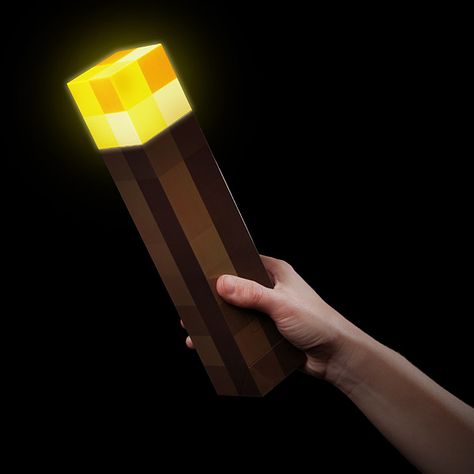 Minecraft Light-Up Torch. All you need is the diamond pick axe and you're good to go! Minecraft Light, Minecraft Wall, Minecraft Toys, Diy Minecraft, Minecraft Bedroom, Minecraft Room, Minecraft Birthday, Minecraft Party, Think Geek