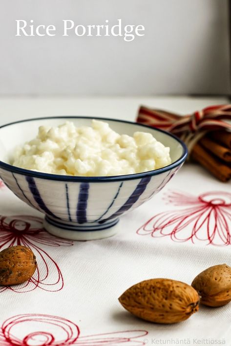 Finland Food: Rice porridge Christmas Porridge, Finland Food, Finnish Cuisine, Finnish Food, Almond Rice, Food Rice, Aesthetic Cake, Risotto Rice, Porridge Recipes