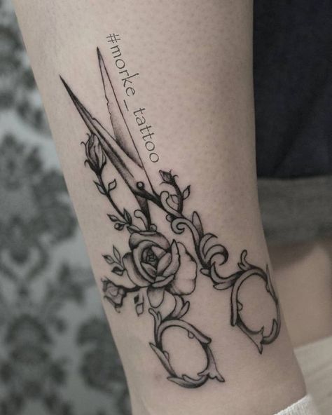 Hairdresser Scissors Tattoo, Victorian Scissors Tattoo, Hair Dresser Tattoos Scissors, Sciccor Tattoo, Rose And Scissors Tattoo, Pretty Scissors Tattoo, Scizzors Tattoo, Siccors Tattoos, Floral Scissors Tattoo